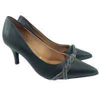 Scarpin Vizzano Enfeite Tira Strass Salto Médio - Preto - 1