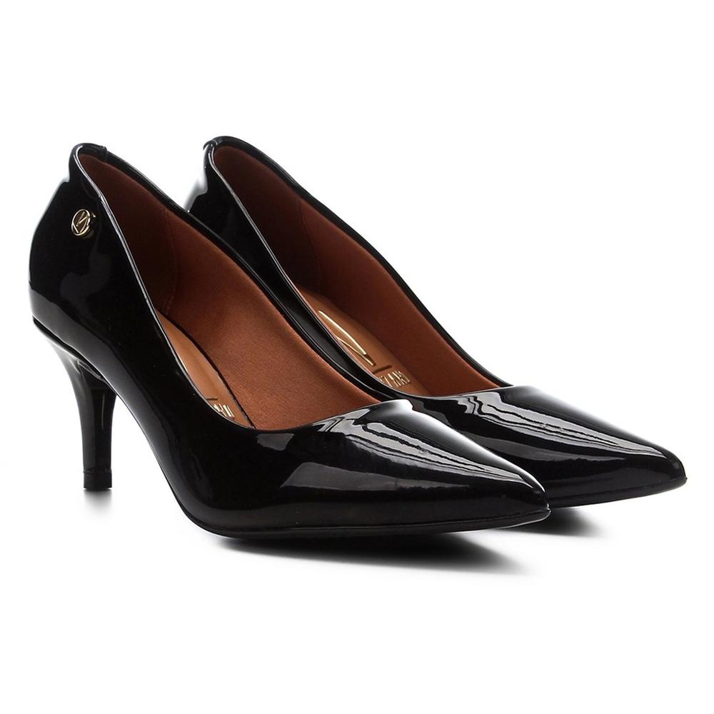 Scarpin Vizzano Bico Fino Salto Médio Verniz Feminino - Preto - 4