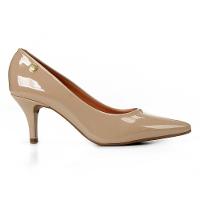 Scarpin Vizzano Bico Fino Salto Médio Verniz Feminino - Bege - 1