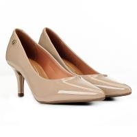 Scarpin Vizzano Bico Fino Salto Médio Verniz Feminino - Bege - 5