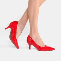 Scarpin Vizzano Bico Fino Salto Médio Verniz - Vermelho - 6