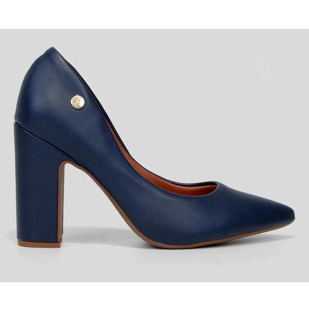 Scarpin Vizzano Bico Fino Salto Bloco Alto - Marinho - 2