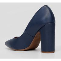 Scarpin Vizzano Bico Fino Salto Bloco Alto - Marinho