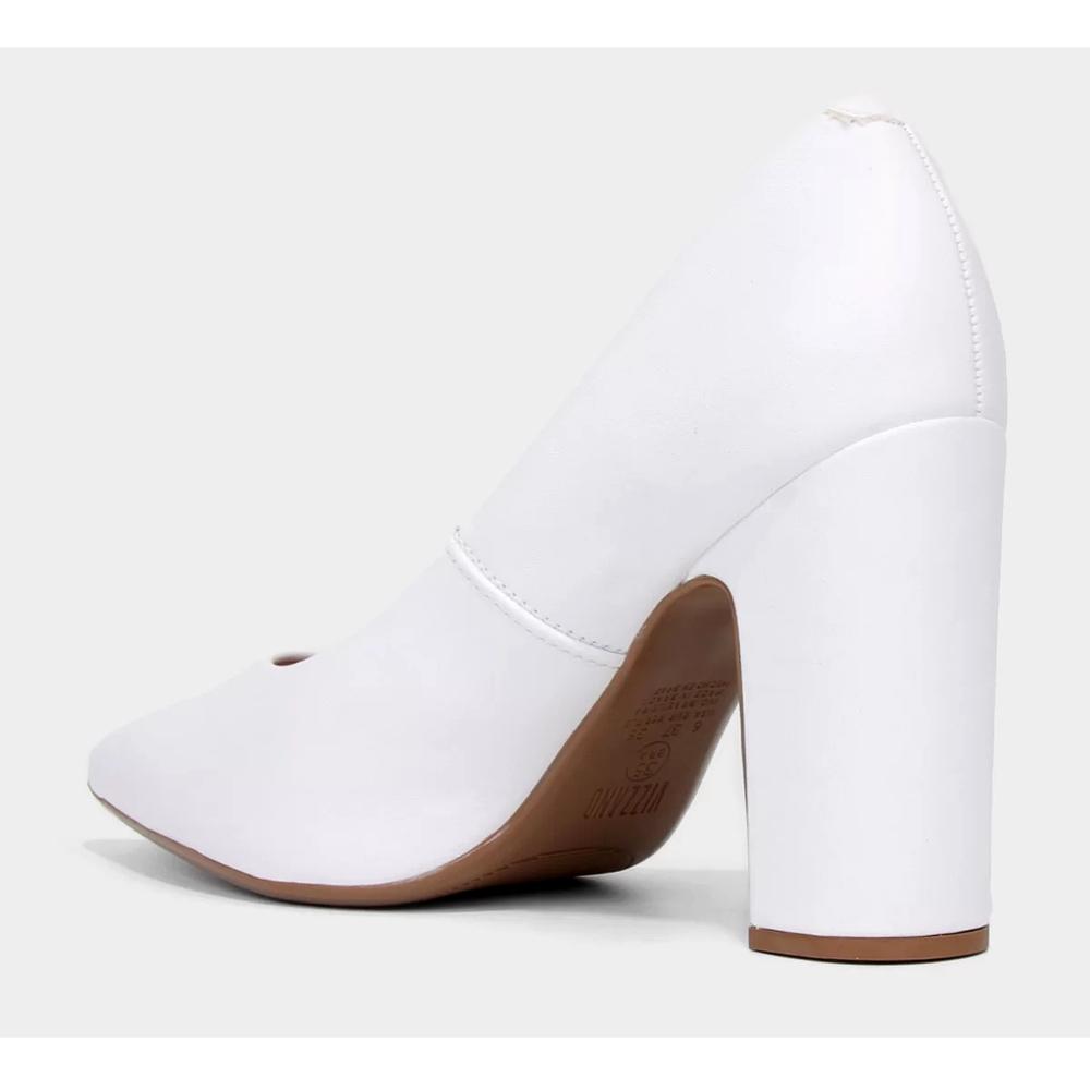 Scarpin Vizzano Bico Fino Salto Bloco Alto - Branco - 4