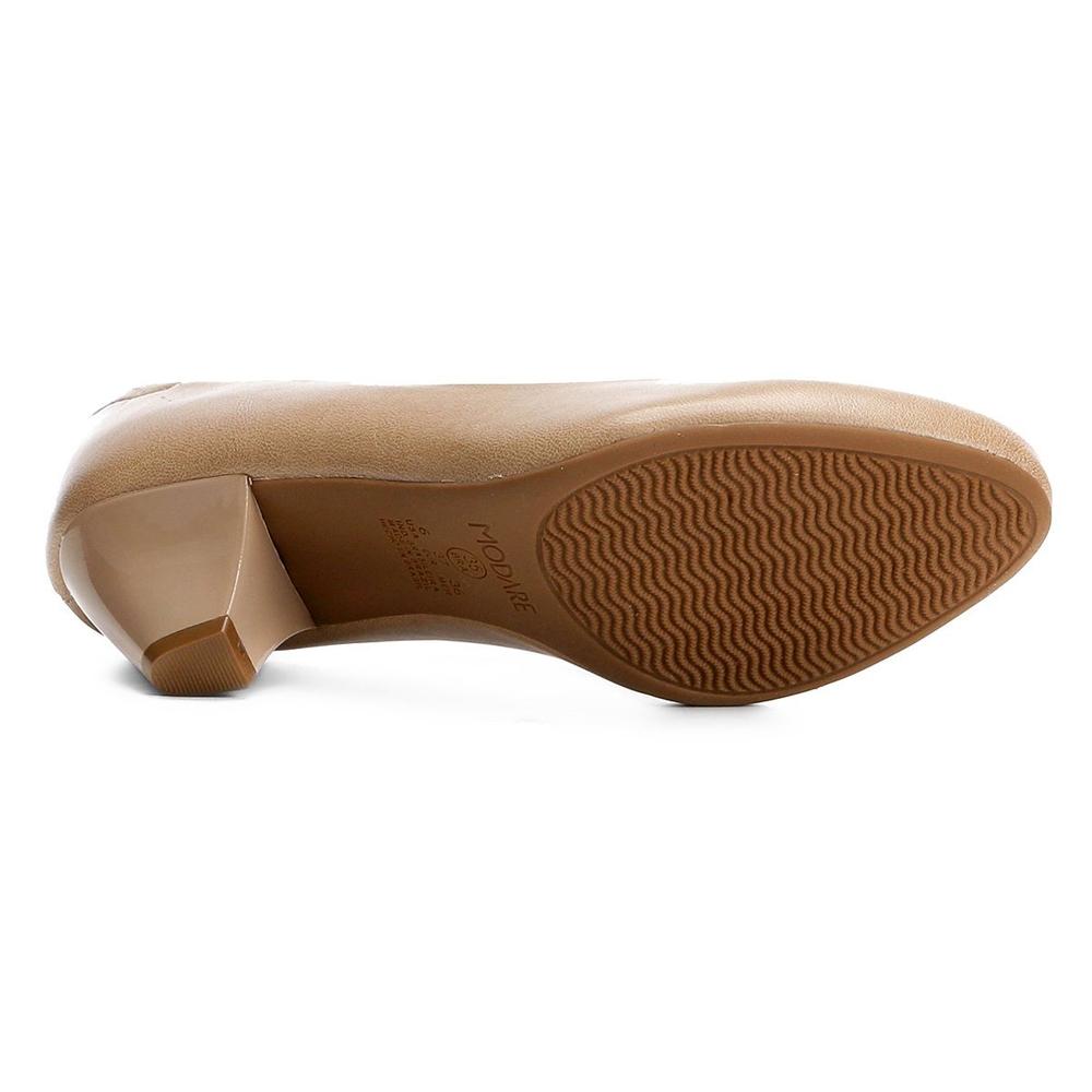 Scarpin Modare Ultraconforto Salto Médio Grosso - Bege - 3