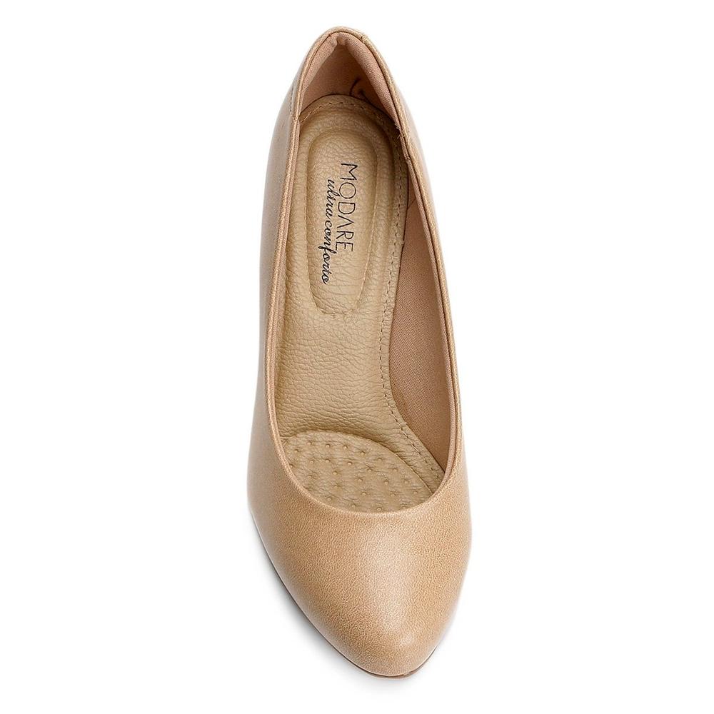 Scarpin Modare Ultraconforto Salto Médio Grosso - Bege - 5