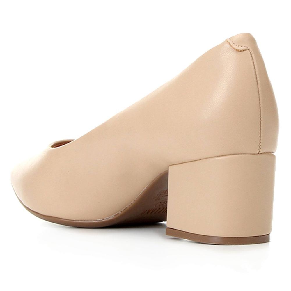 Scarpin Vizzano Bico Fino Salto Bloco - Bege - 1