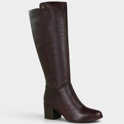 Bota Couro Bottero Cano Alto Feminina - Marrom Escuro