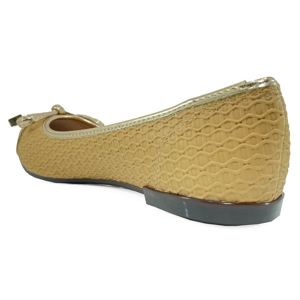 Sapatilha Moleca Laço Bico Fino Napa Renda - Areia - 2