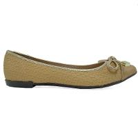 Sapatilha Moleca Laço Bico Fino Napa Renda - Areia - 1