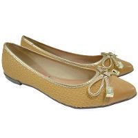 Sapatilha Moleca Laço Bico Fino Napa Renda - Areia - 9