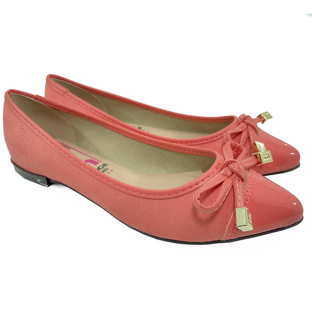 Sapatilha Moleca Laço Bico Fino Camurça - Rosa - 1