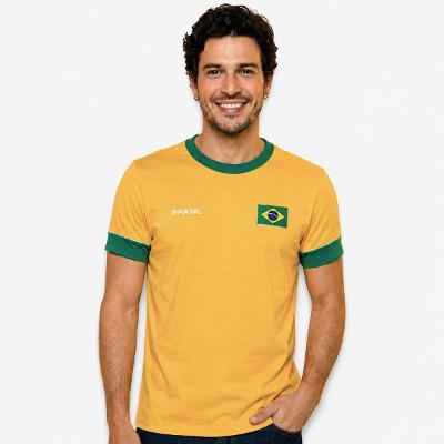 Camiseta Braziline Brasil Saga Masculina - Amarelo e Verde