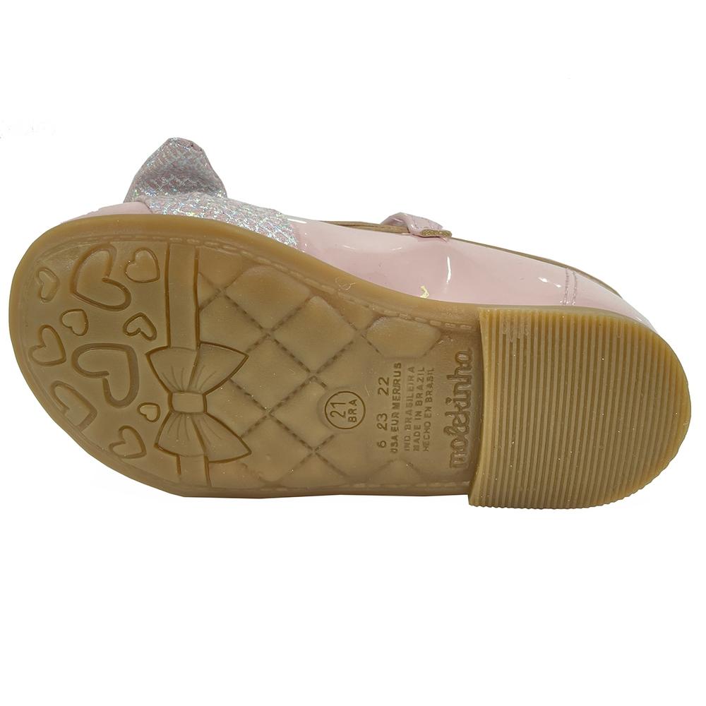 Sapatilha Boneca Molekinha Verniz Laço Holográfico - Rosa - 5