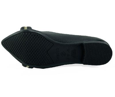 Sapatilha Beira Rio Bico Fino Detalhe Metalizado - Preto