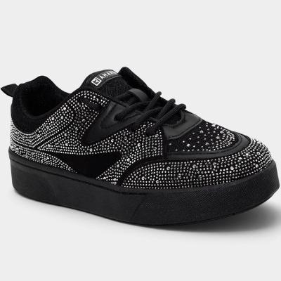 Tênis Ramarim Casual Sneaker Strass Feminino - Preto