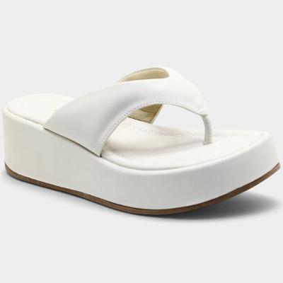 Tamanco Anabela Cia do Porto Tira Acolchoada Feminino - Off White