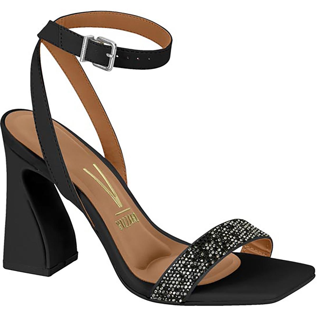 Sandália Vizzano Tornozeleira Cristais Salto Bloco - Preto - 1
