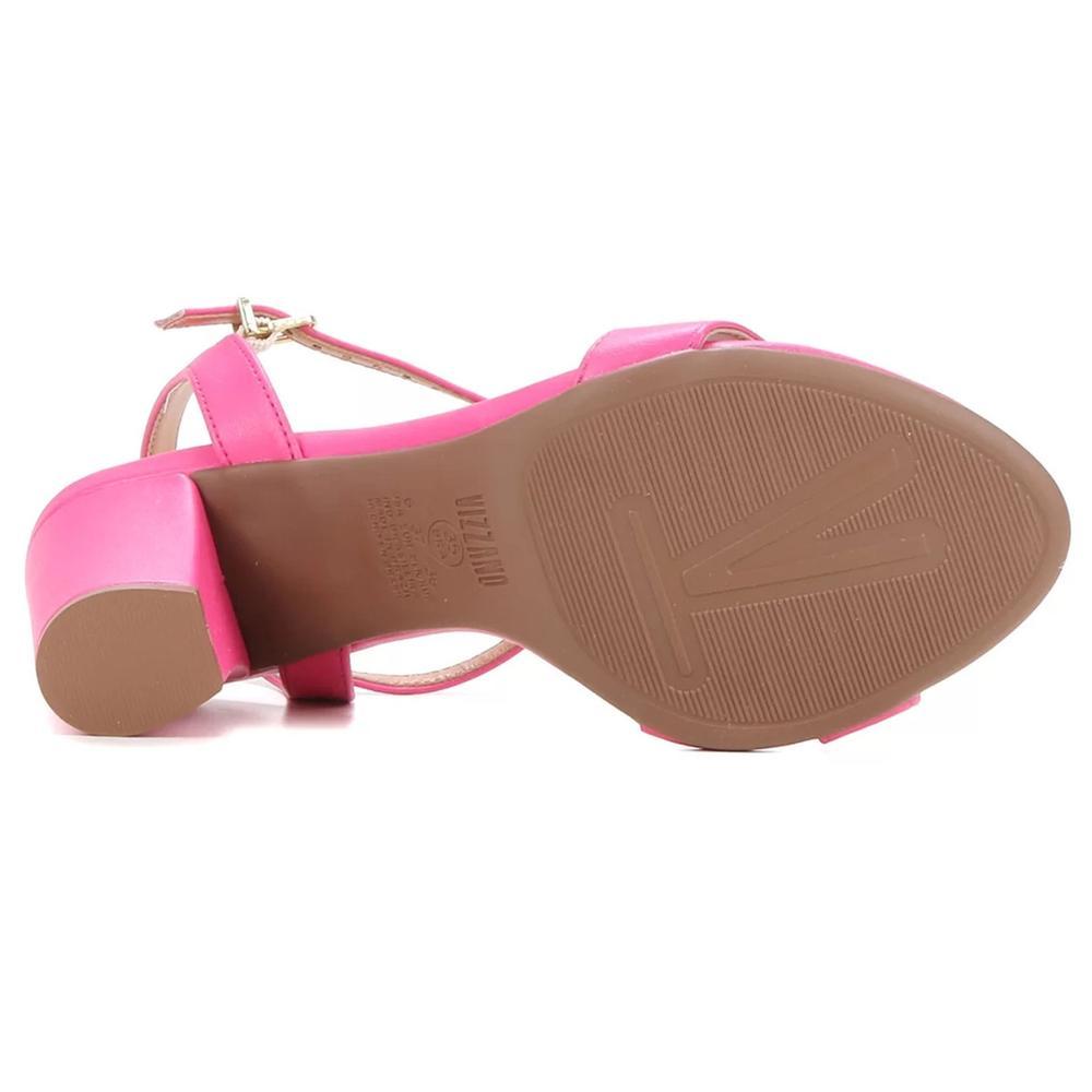 Sandália Vizzano Salto Médio Grosso Tira Feminina - Pink - 5