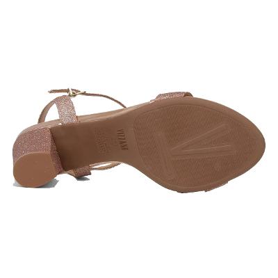 Sandália Vizzano Salto Grosso Médio Glitter Feminina - Bronze