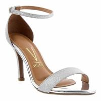 Sandália Vizzano Salto Fino Alto Brilho Metalizado Feminina - Prata - 1