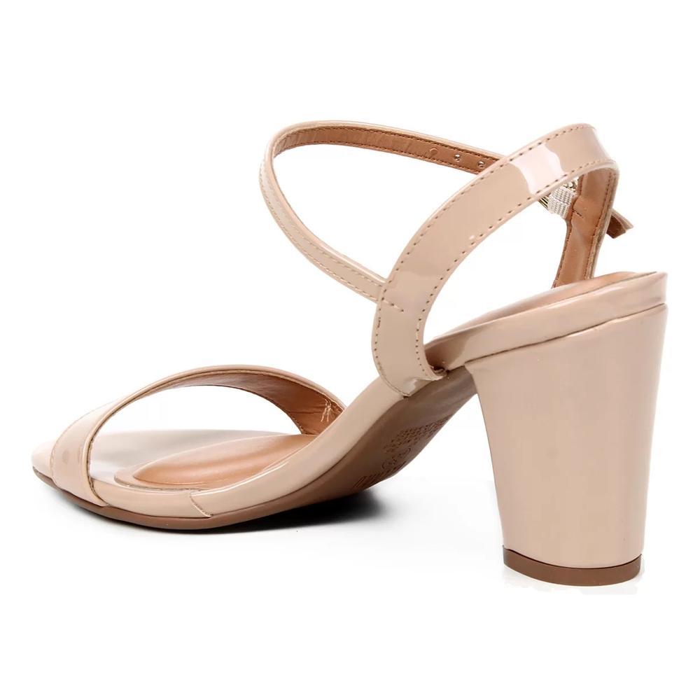 Sandália Vizzano Salto Bloco Verniz Feminina - Bege - 3