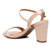 Sandália Vizzano Salto Bloco Verniz Feminina - Bege - 3