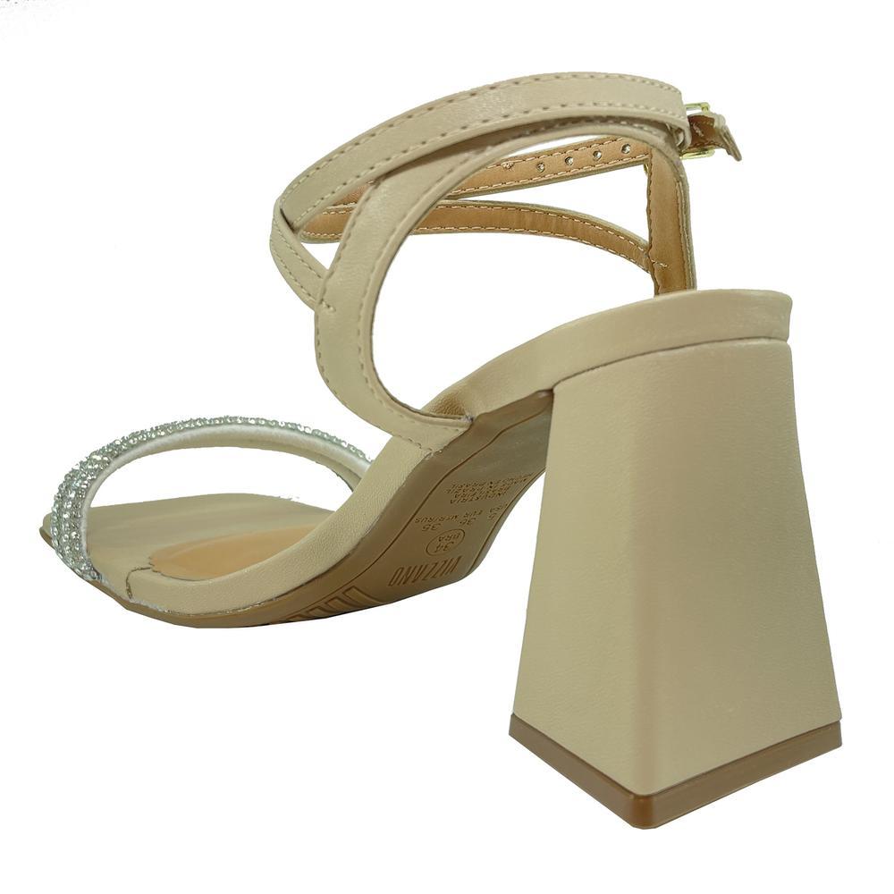 Sandália Vizzano Salto Bloco Strass Feminina - Bege - 4