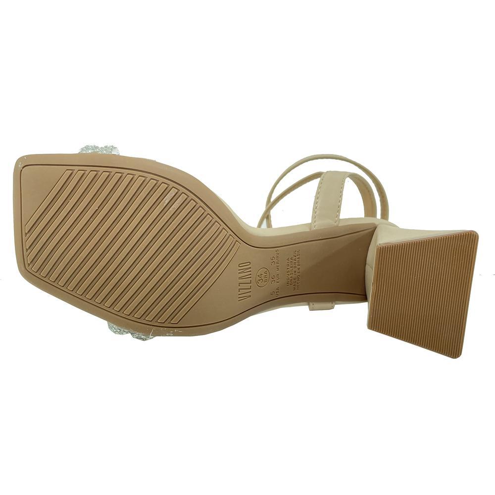 Sandália Vizzano Salto Bloco Strass Feminina - Bege - 5