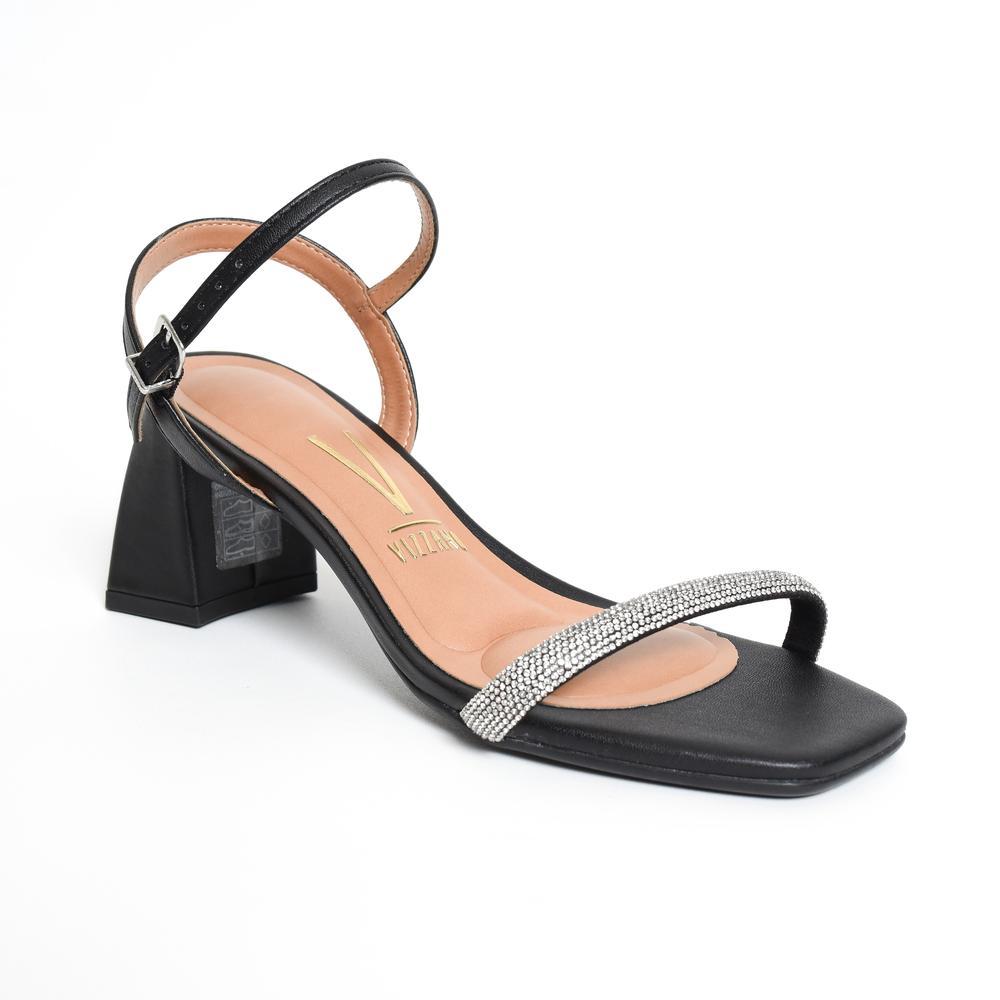 Sandália Vizzano Salto Bloco Strass Feminina - Preto - 1