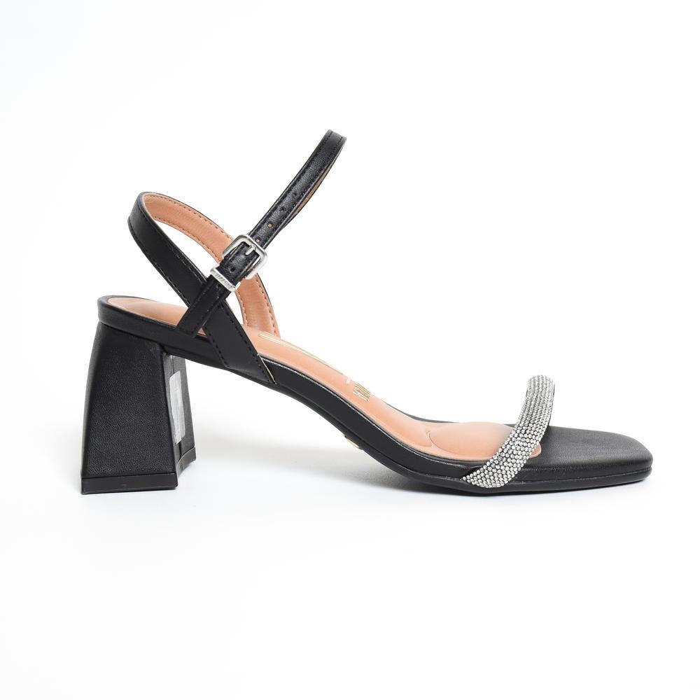 Sandália Vizzano Salto Bloco Strass Feminina - Preto - 2