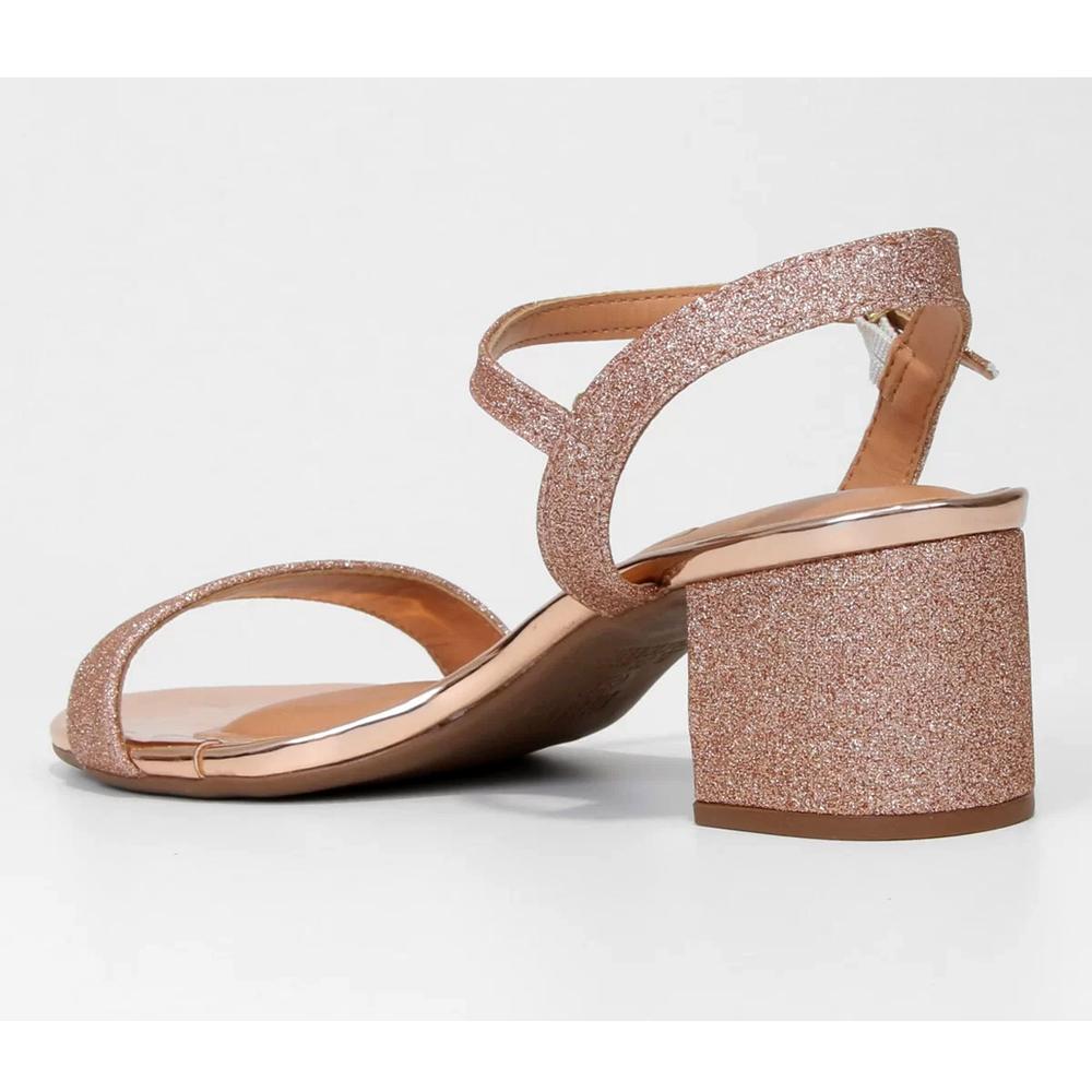 Sandália Vizzano Salto Bloco Metalizada Feminina - Rosê - 4