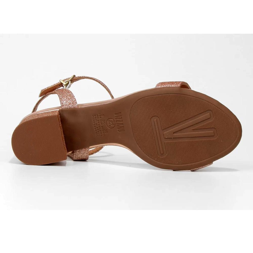 Sandália Vizzano Salto Bloco Metalizada Feminina - Rosê - 5