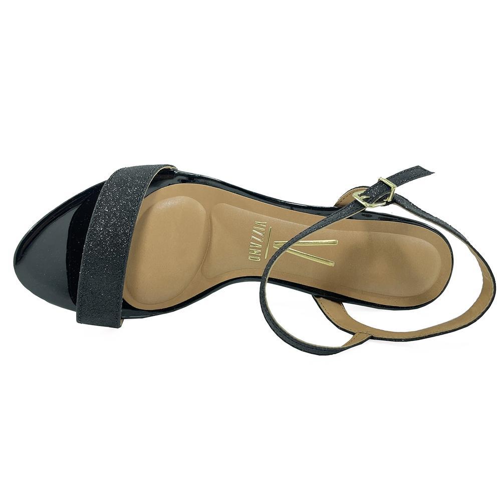 Sandália Vizzano Salto Bloco Gliter Metalizada Feminina - Preto - 3