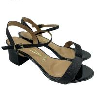 Sandália Vizzano Salto Bloco Gliter Metalizada Feminina - Preto - 1