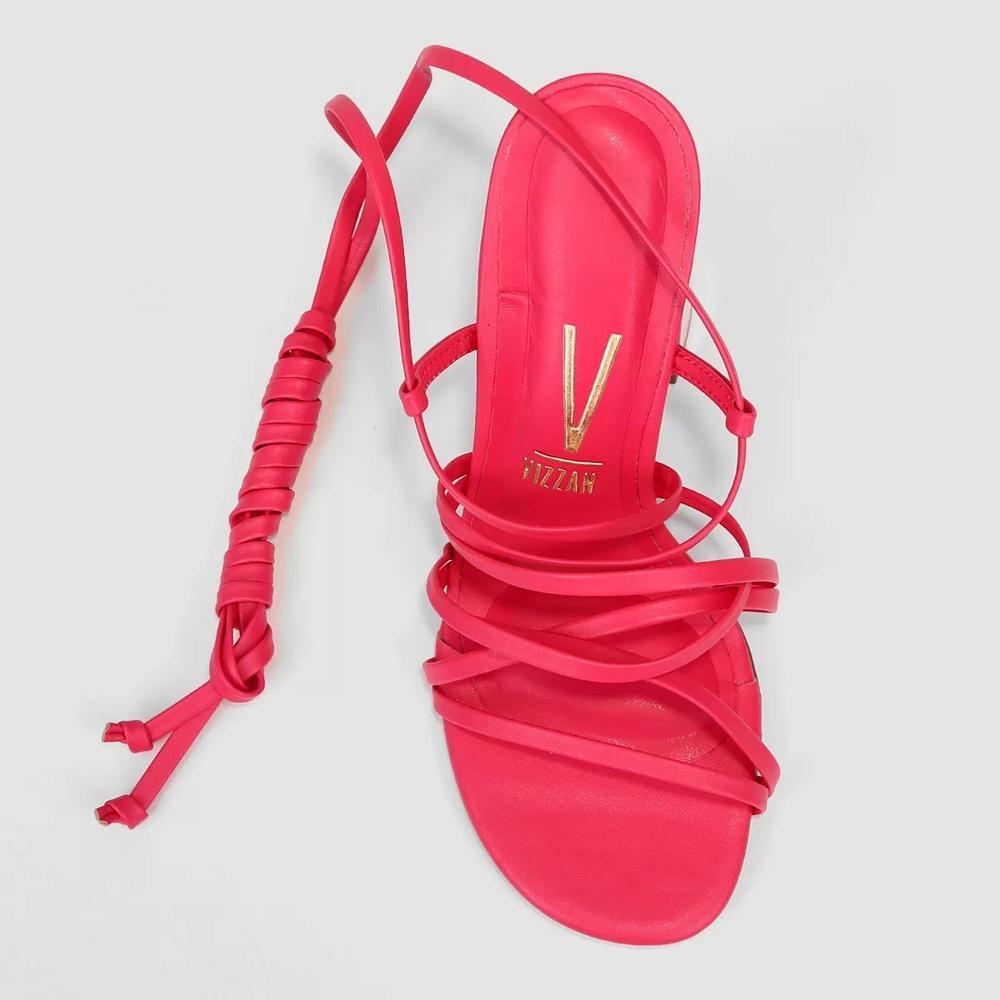 Sandália Vizzano Salto Bloco Alto Amarração Feminina - Rosa - 3