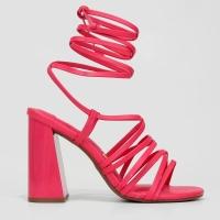 Sandália Vizzano Salto Bloco Alto Amarração Feminina - Rosa - 1