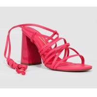 Sandália Vizzano Salto Bloco Alto Amarração Feminina - Rosa - 2