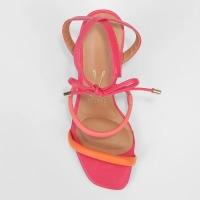 Sandália Vizzano Salto Bloco Amarração Feminina - Rosa e Laranja - 3