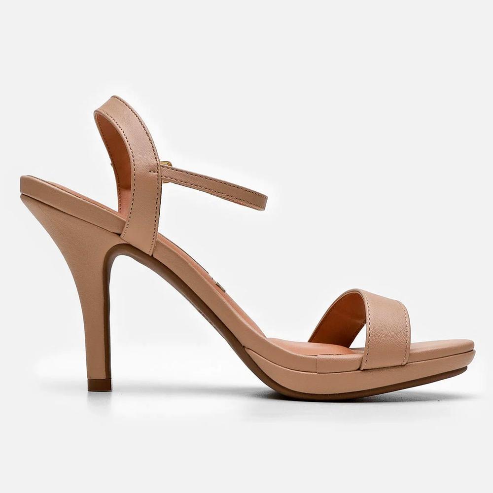 Sandália Vizzano Meia Pata Salto Alto Aberta - Bege - 2