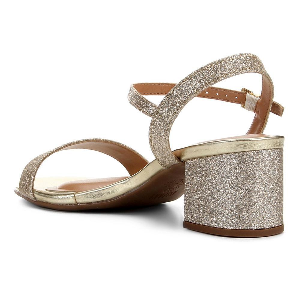 Sandália Vizzano Gliter Salto Bloco Feminina - Ouro - 3