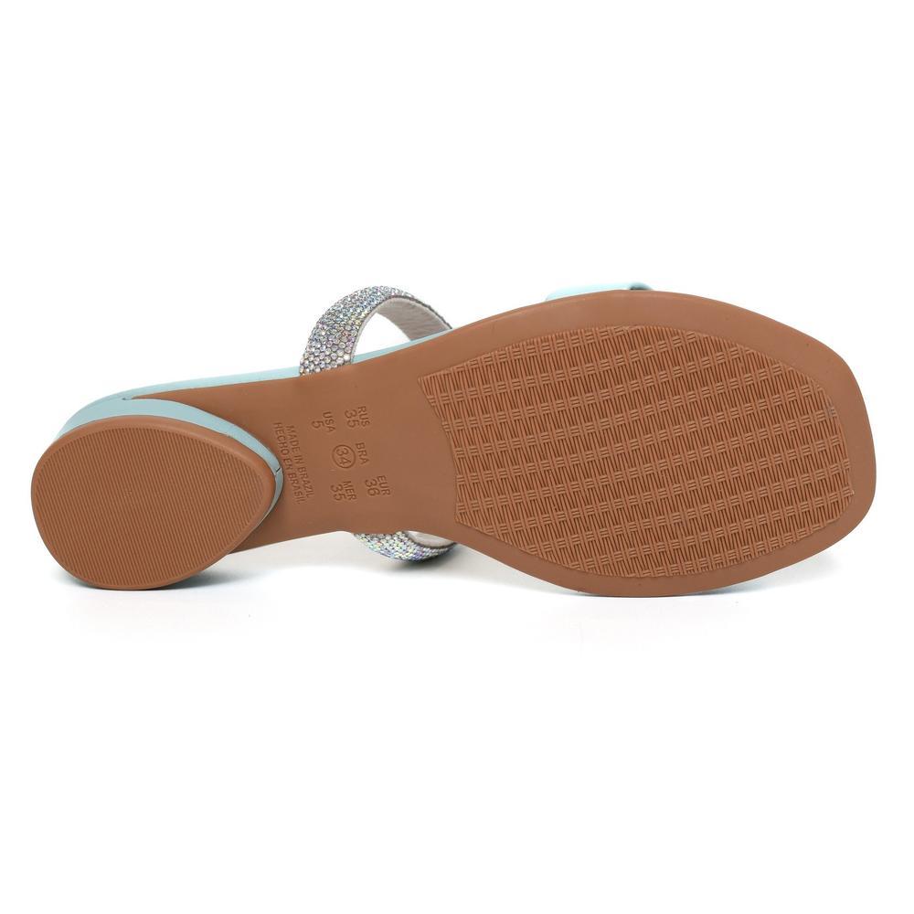 Sandália Rasteira Ramarim Strass Total Comfort - Azul Claro - 5