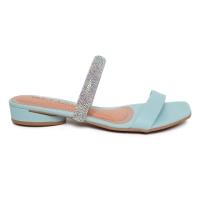 Sandália Rasteira Ramarim Strass Total Comfort - Azul Claro - 2