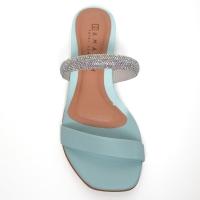 Sandália Rasteira Ramarim Strass Total Comfort - Azul Claro - 3