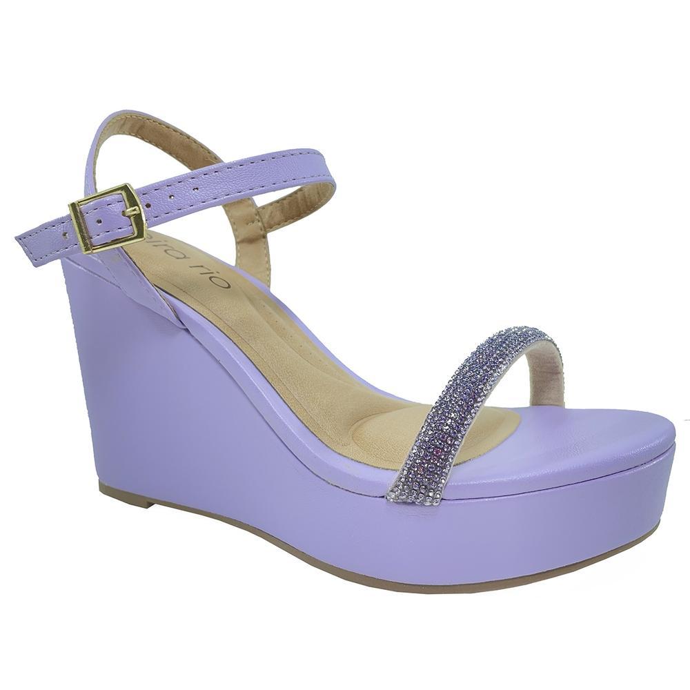 Sandália Plataforma Beira Rio XII Brilho Feminina - Lilás - 1
