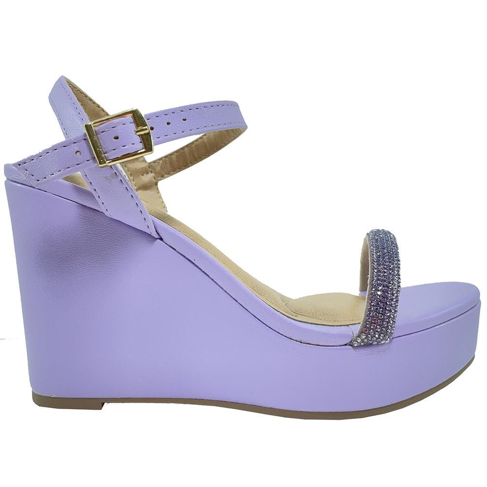 Sandália Plataforma Beira Rio XII Brilho Feminina - Lilás - 2