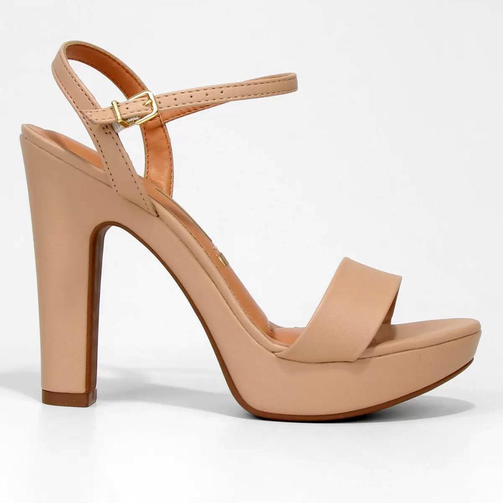 Sandália Meia Pata Vizzano Salto Grosso Alto Feminina - Bege - 2