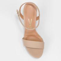 Sandália Meia Pata Vizzano Salto Grosso Alto Feminina - Bege - 3