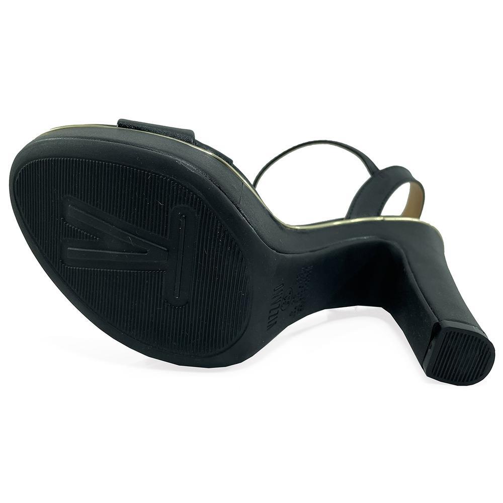 Sandália Meia Pata Vizzano Salto Grosso Alto Feminina - Preto e Dourado - 5