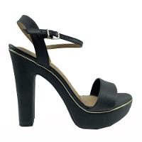 Sandália Meia Pata Vizzano Salto Grosso Alto Feminina - Preto e Dourado - 2